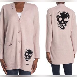 Skull Cashmere Zariah Wool & Cashmere Skull Print Cardigan